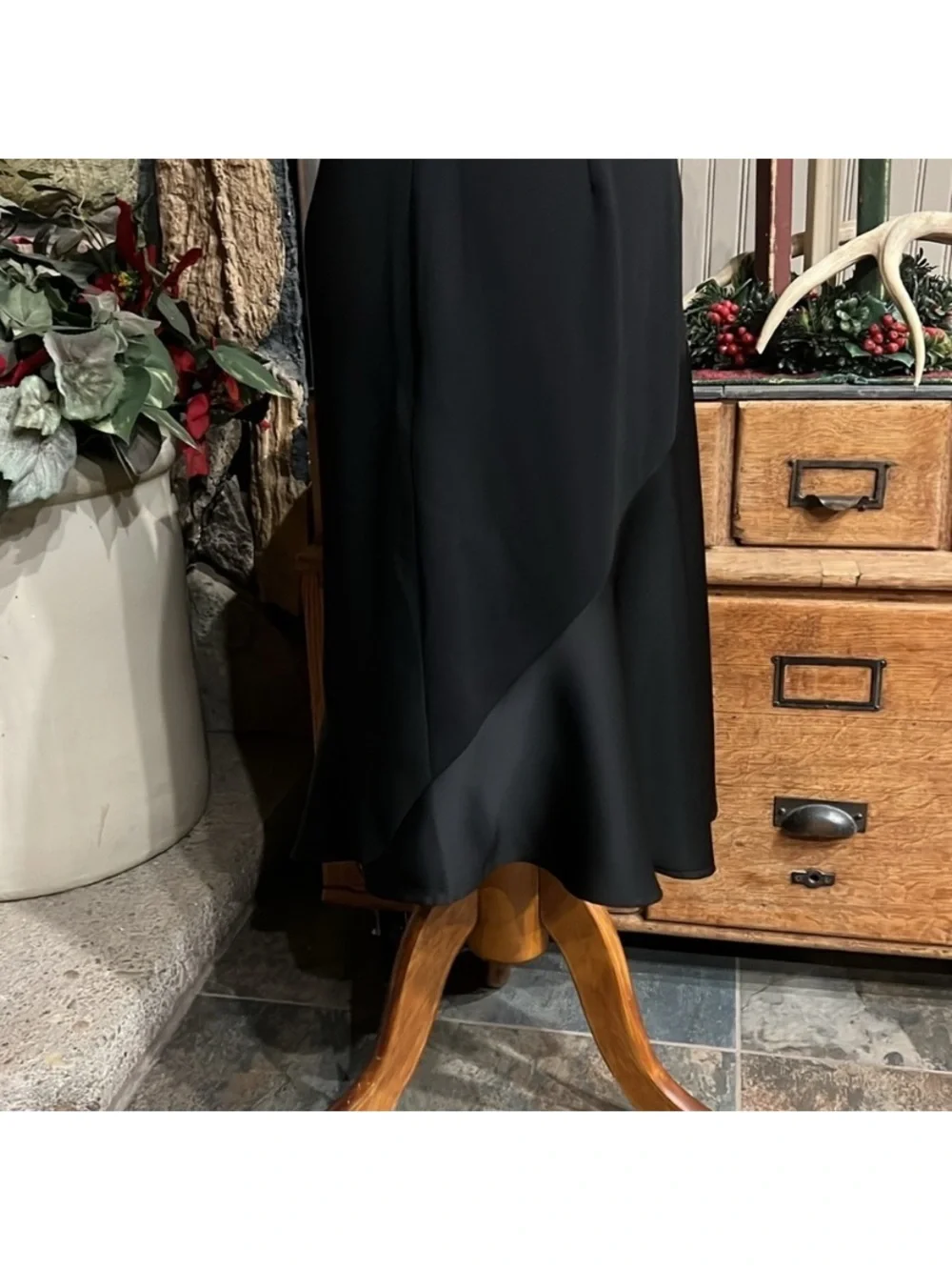 Elegant Black Asymmetric A-Line Skirt